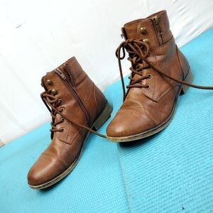 Mudd MDalto Cognac Lace Up Sweater Trimmed Side Zip Boots  7.5